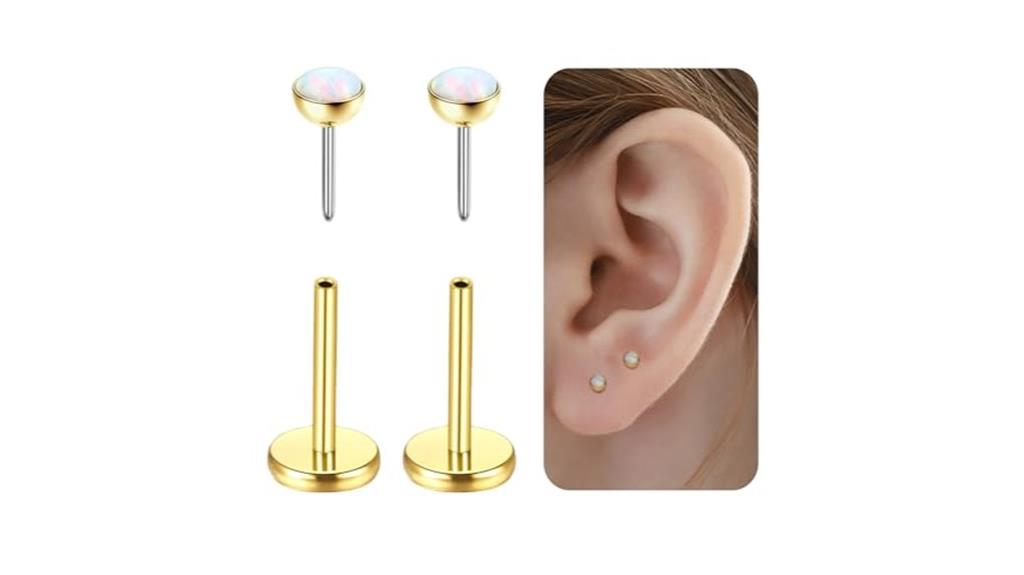 titanium cartilage flat earrings