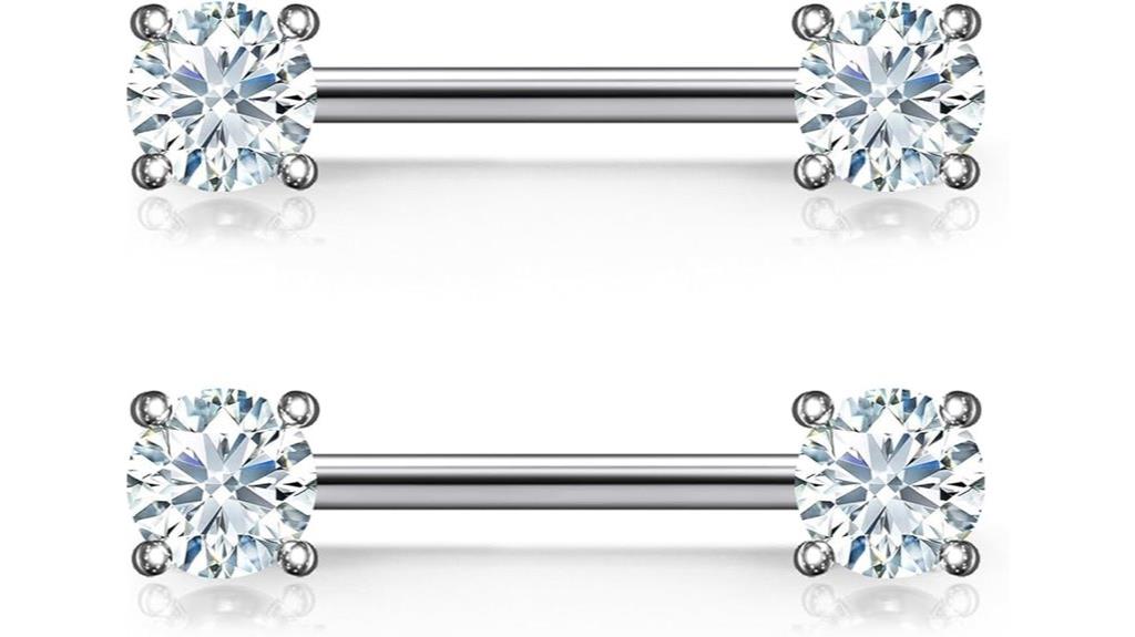 titanium cz nipple barbell