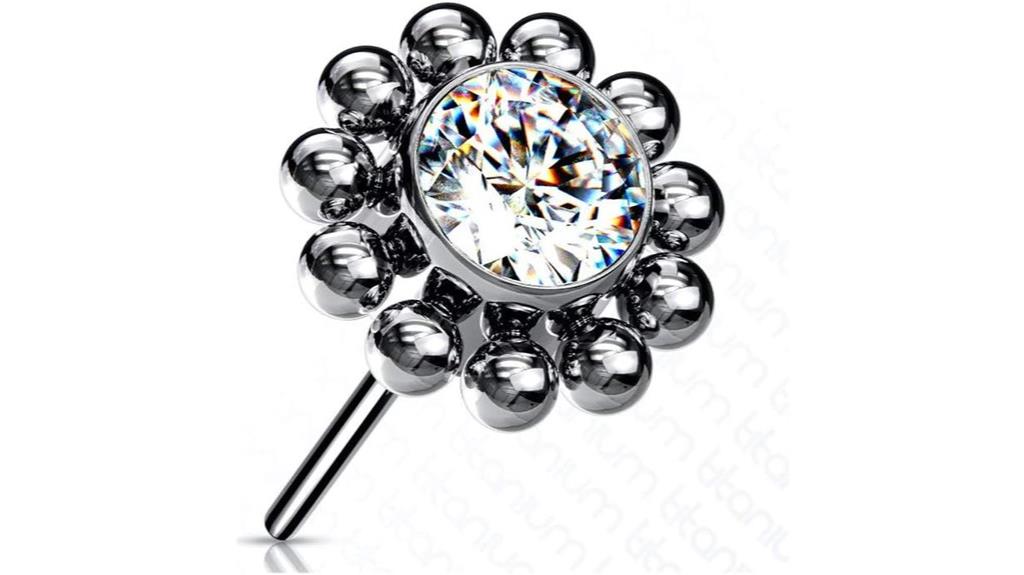 titanium flower threadless jewelry