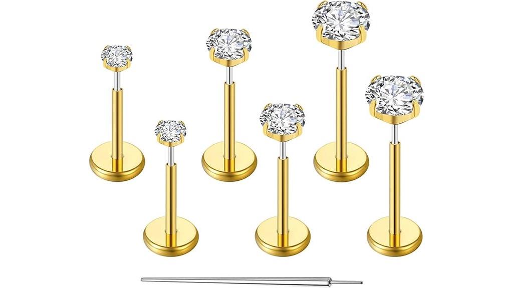 titanium threadless piercing set