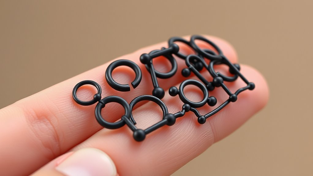 top black steel eyebrow rings