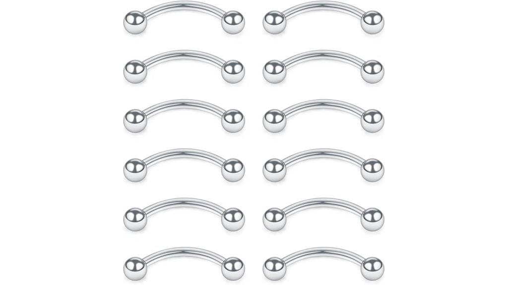 twelve stainless steel barbells