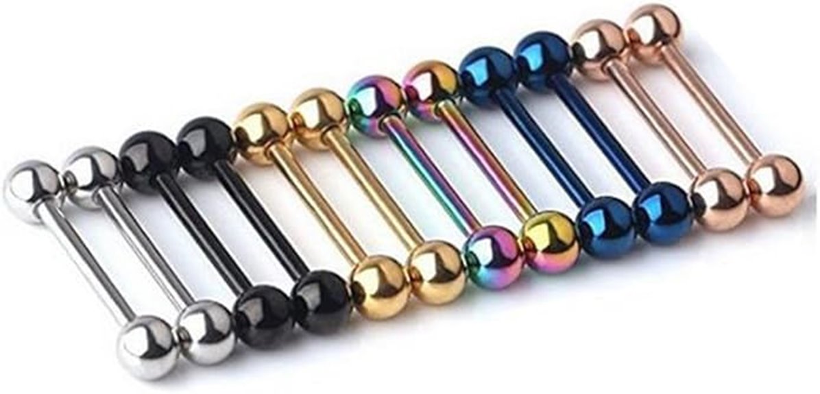 twelve stainless steel tongue rings