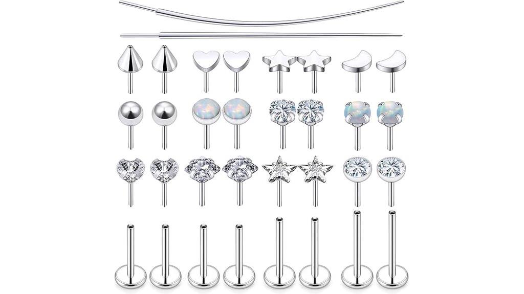 variety of gauge nose studs