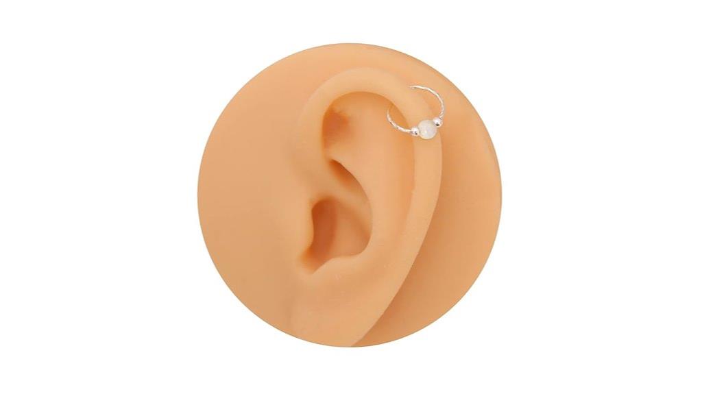 white opal cartilage earrings