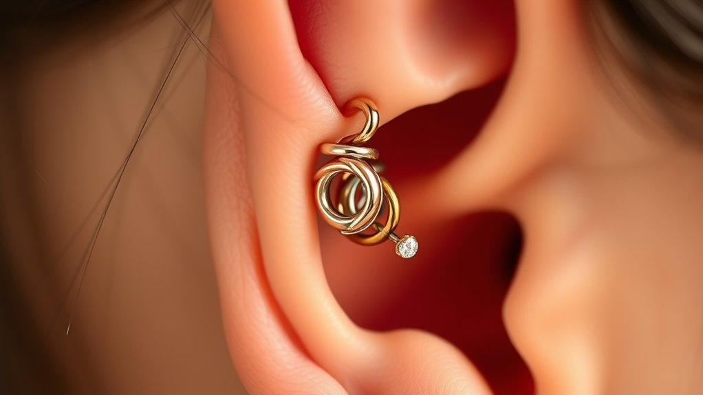 aligned multiple ear piercings