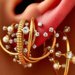 layered stud and hoop earrings