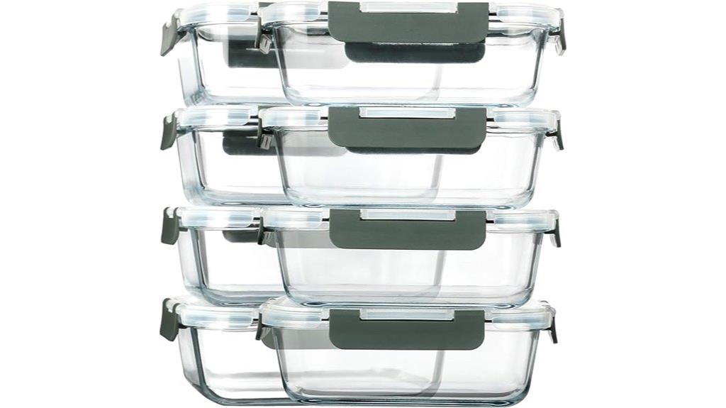 eight glass meal containers