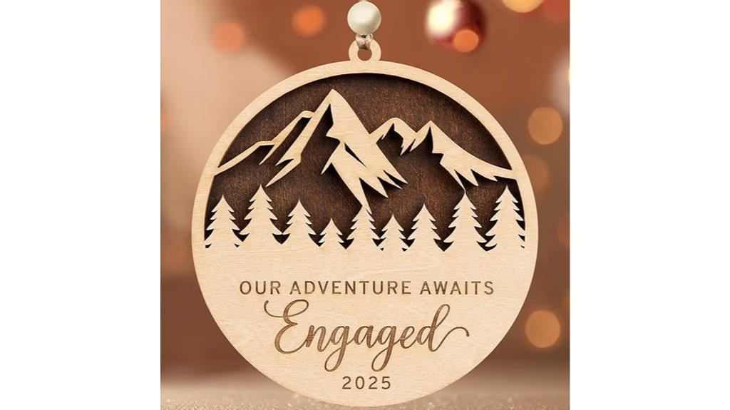 engagement wooden couple ornament
