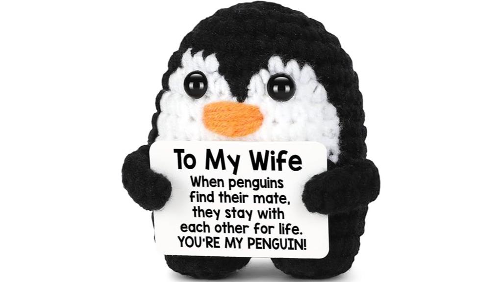 penguin crochet love decor