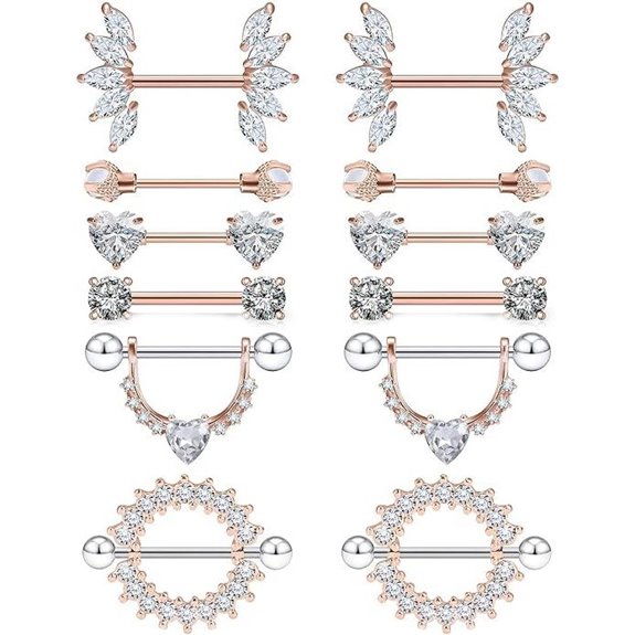 Lcolyoli 14G Surgical Steel Nipple Piercing Jewelry