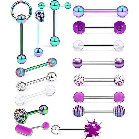 14G Tongue Rings for Women Men Piercing Jewelry