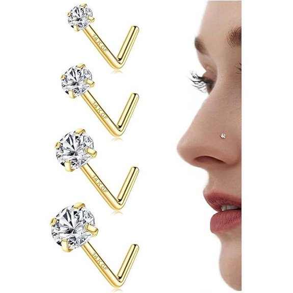 LOLIAS 14K Gold Filled Nose Studs Hypoallergenic