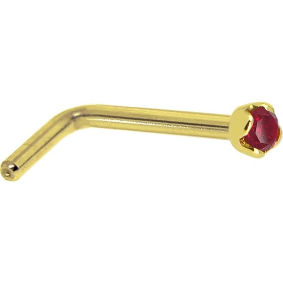 Solid 14k Gold Ruby Nose Stud Ring (20G)