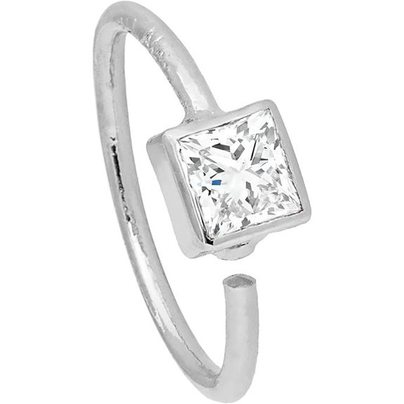 14K Gold Diamond Nose Hoop Ring Unisex 8mm Twist-Open