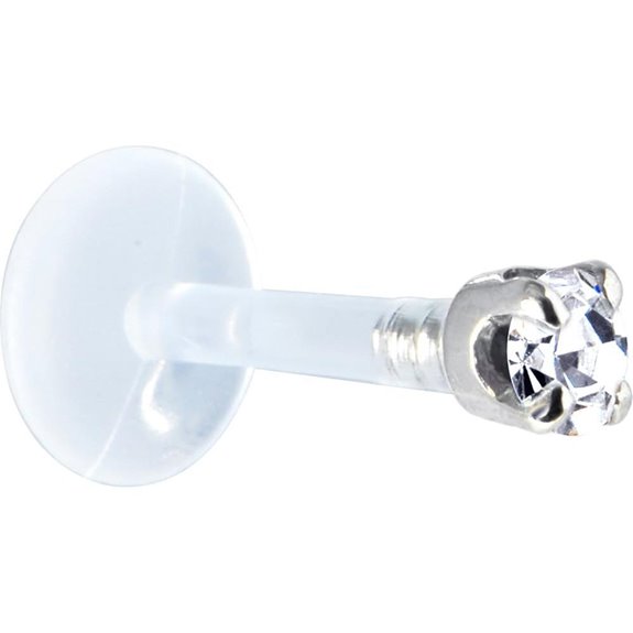 14k White Gold Diamond Labret Monroe Piercing