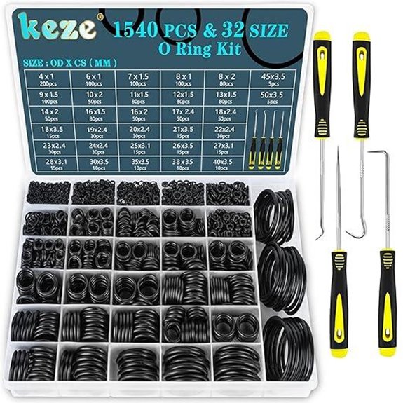 KEZE 1540 Pcs Rubber O-Ring Assortment Kit