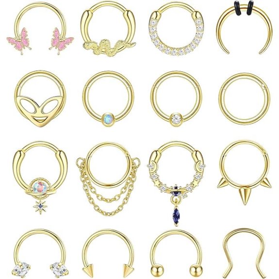 LOYALLOOK 16Pcs Septum Rings Hoop Jewelry