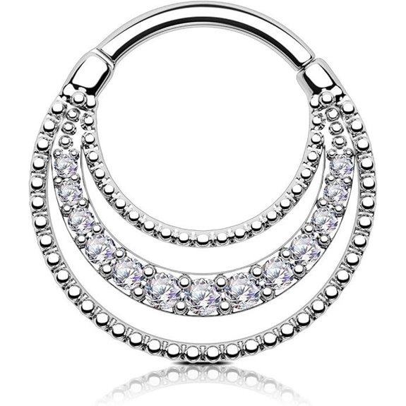 OUFER 16G Septum Rings with CZ Paved Jewelry