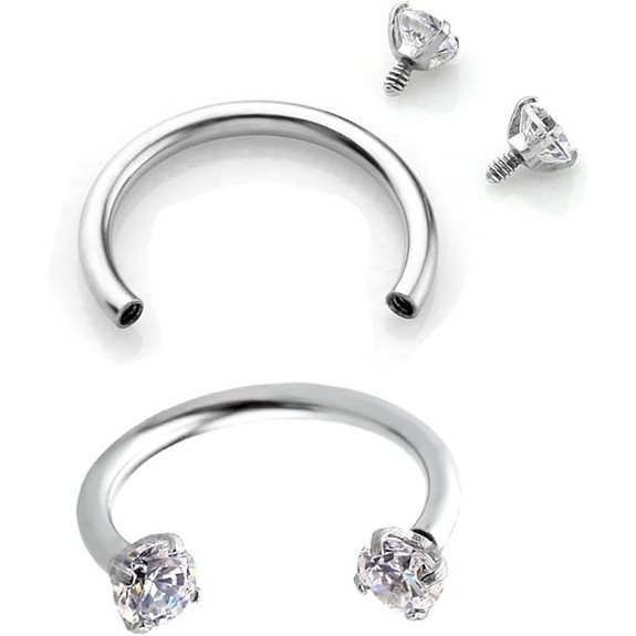 PiercingJ 16G Cubic Zirconia Horseshoe Captive Ring