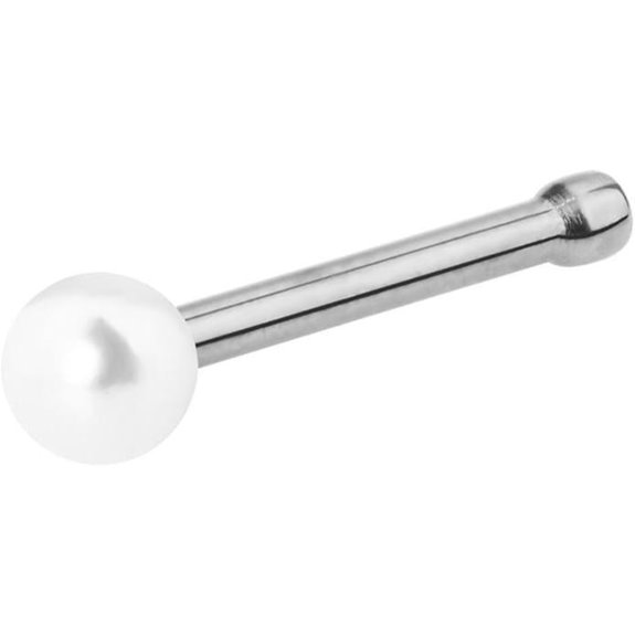 Forbidden Body Jewelry 20g Surgical Steel Pearly Ball Straight Nose Stud