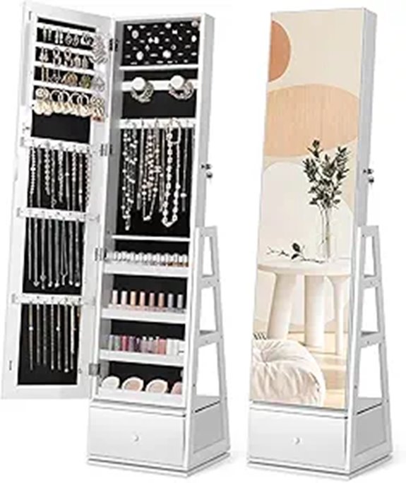 Nicetree 360° Swivel Jewelry Cabinet with Mirror
