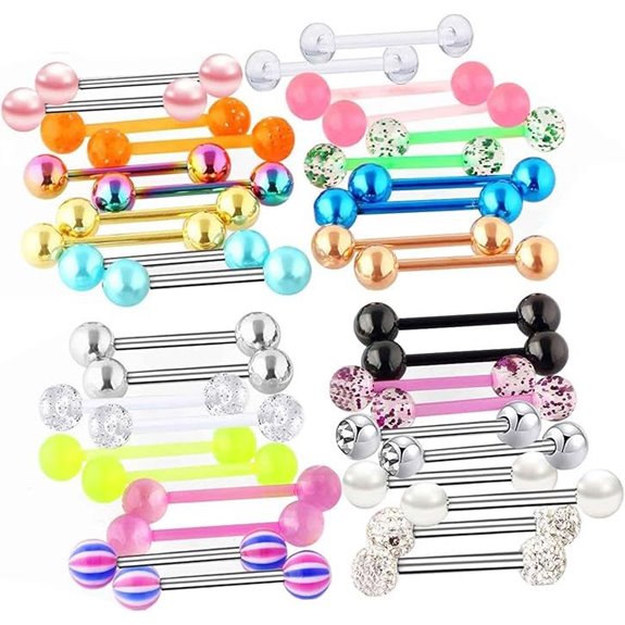 Suotarn 40pcs 14G Stainless Steel Tongue Rings