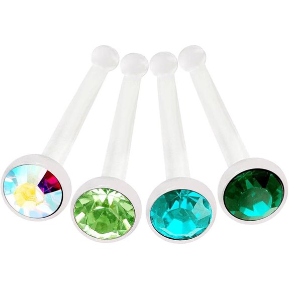 4pcs 20g Acrylic Nose Rings with Crystals