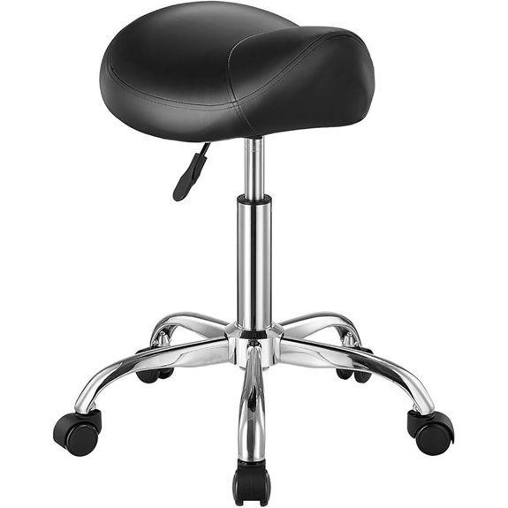 VEVOR Saddle Stool with Wheels Adjustable Black