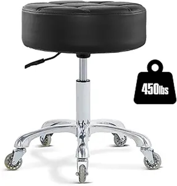 Adjustable Rolling Stool with Thick Cushion