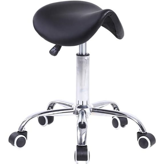 KKTONER Adjustable PU Leather Rolling Salon Stool