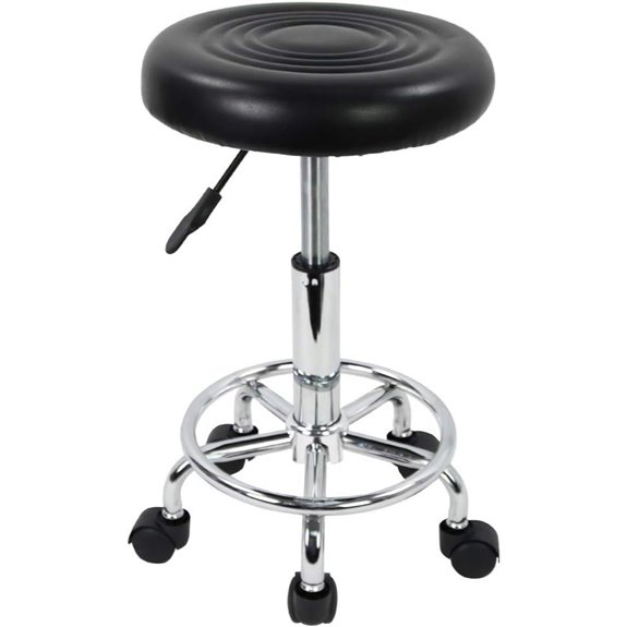 KKTONER PU Leather Adjustable Round Stool with Footrest