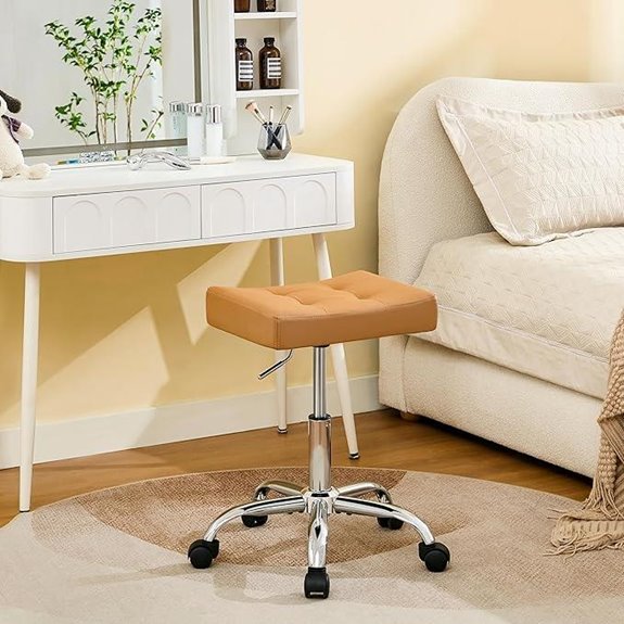 Adjustable Height Rolling Stool with Sturdy Base