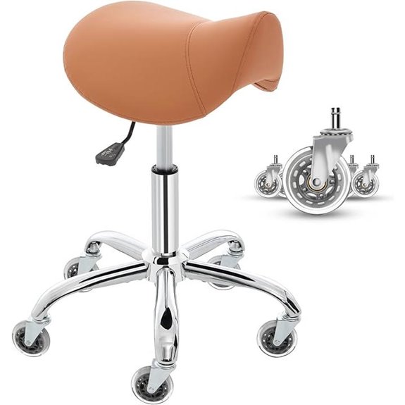 Swivel Adjustable Saddle Stool with Wheels