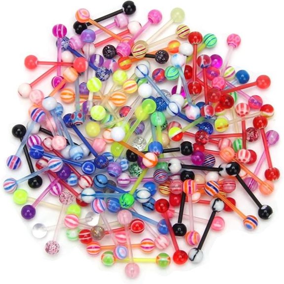 CrazyPiercing 14g Tongue Rings Assorted Colors 110 pcs