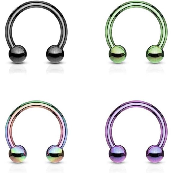 (4pcs) Horseshoe Circular Assorted Color 16G 5/16 Length