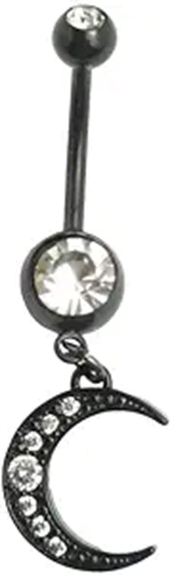 14G Black Moon Dangle Belly Button Ring