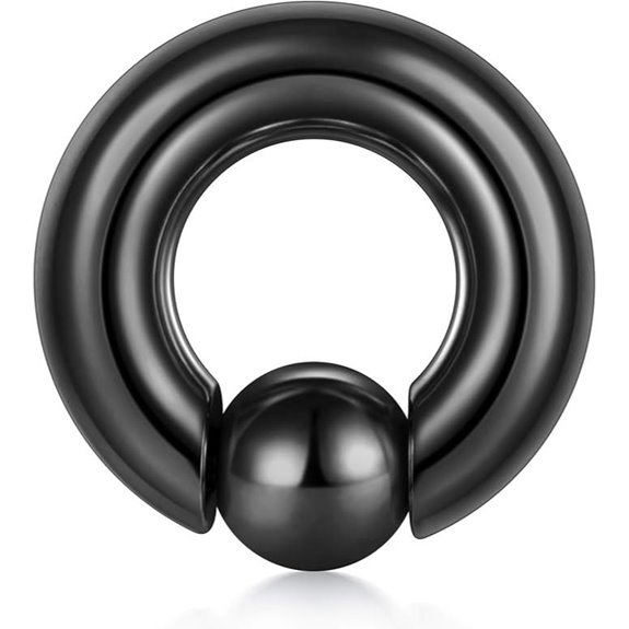 VCMART Black Surgical Steel Captive Bead Rings