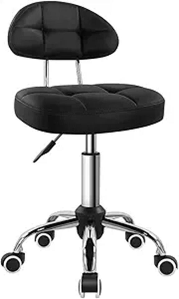 Black Minimalist Swivel Stool with Wheel and Adjustable Height