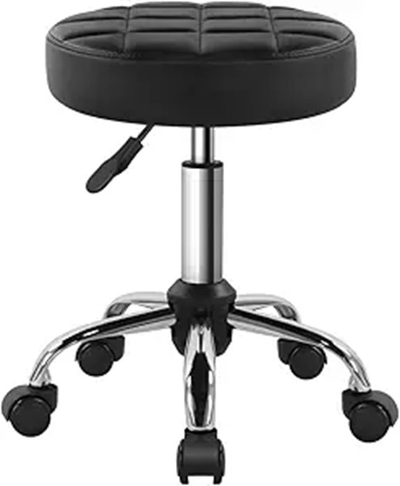 Black Swivel Stool with Wheel for Salon and Home