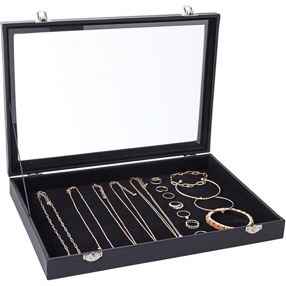Juvale Black Velvet Jewelry Display Case Tray