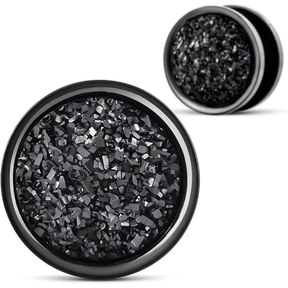 COOEAR Stainless Steel Blue Crystal Ear Tunnels