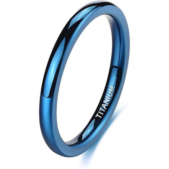 TIGRADE Blue Titanium Wedding Band for Women & Men