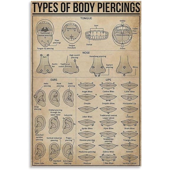 VSXLEOZ Body Piercings Poster Canvas Wall Art