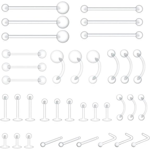 36pcs Clear Piercing Retainers Bioflex Jewelry Set