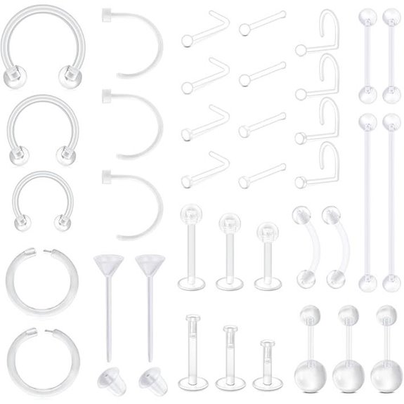 37PCS Clear Piercing Retainers and Jewelry Set
