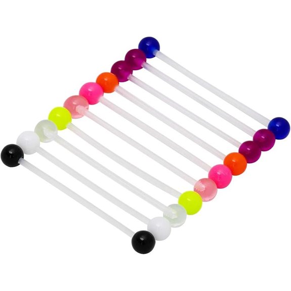 CrazyPiercing 10 Pcs Colorful Acrylic Barbell Earrings