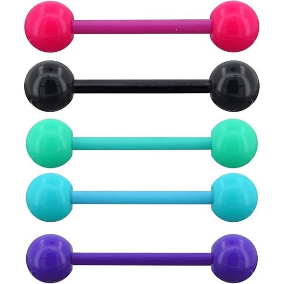 OUFER 14G Colorful Acrylic Tongue Rings (5pcs)