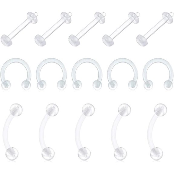 D.Bella 12Pcs Colorful Clear Nose & Cartilage Rings