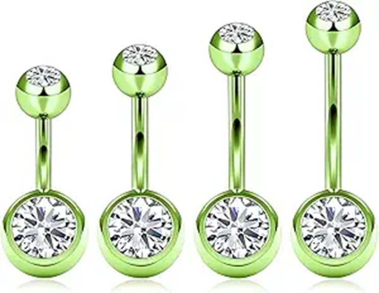 Titanium Belly Button Ring Set with Crystals